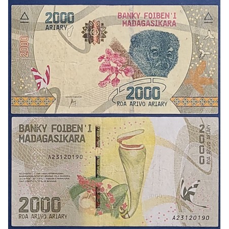 Madagascar P.101a, TB, Billet de 20000 Ariary 2017 Fleurs
