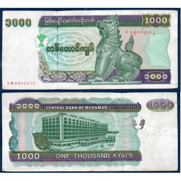 Myanmar, Birmanie P.77b, TTB Billet de 1000 Kyats 1998 Chinze
