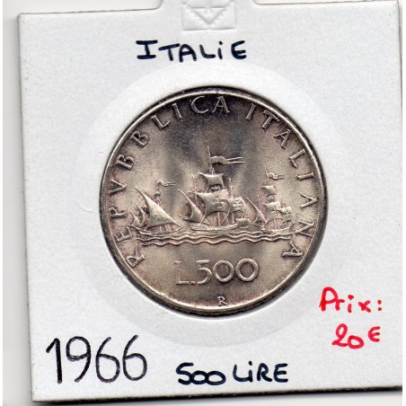 Italie 500 Lire 1966 Sup+, KM.98 Caravelles