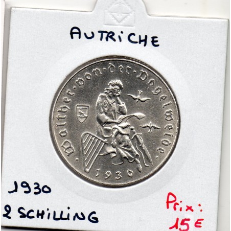 Autriche 2 Schilling 1930 Spl, KM.2845 Vogelweide