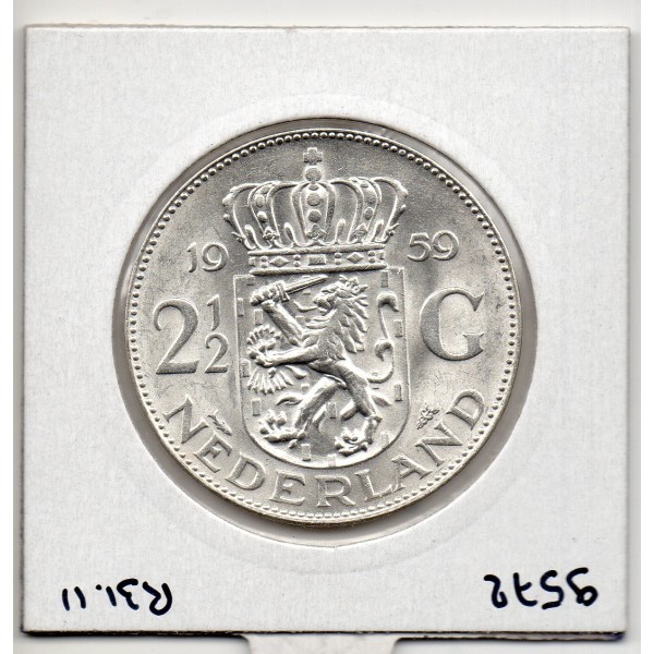 Pays-Bas 2 1/2 Gulden 1959 Sup+, KM.185 Juliana