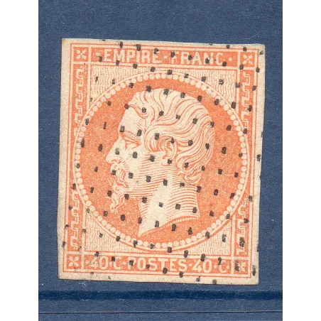 Timbre France Yvert No 16  Empire 40c orange Oblitéré pointillés fins