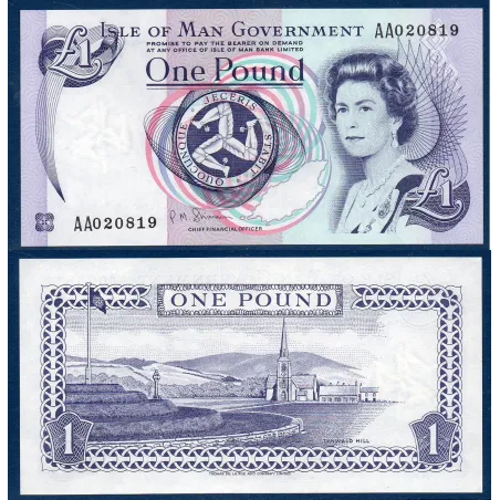 Ile de man P.40c, Neuf Billet de 1 Pound 2009 Tynwald Hill
