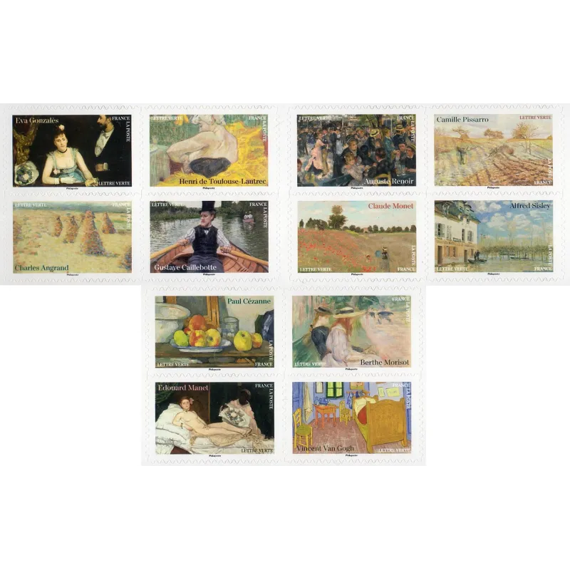 Autoadhésifs 2401-2412 150 ans l'impressionnisme Neufs Autoadhésifs 2401-2412 150 ans l'impressionnisme Neufs