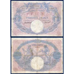 50 Francs Bleu et Rose, TB-, 6.9.1911 Billet de la banque de France