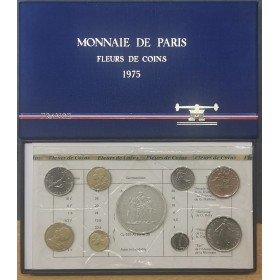 Coffret FDC Fleur de coin France 1975 pièces de monnaies en Franc