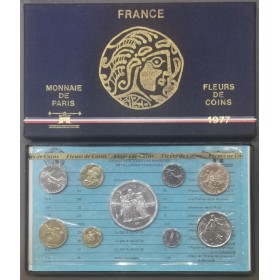 Coffret FDC Fleur de coin France 1977 sans ailes pièces de monnaies en Franc