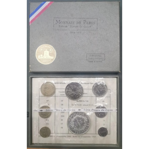 Coffret FDC Fleur de coin France 1973 pièces de monnaies en Franc