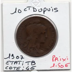 10 centimes Dupuis 1907 TB, France pièce de monnaie