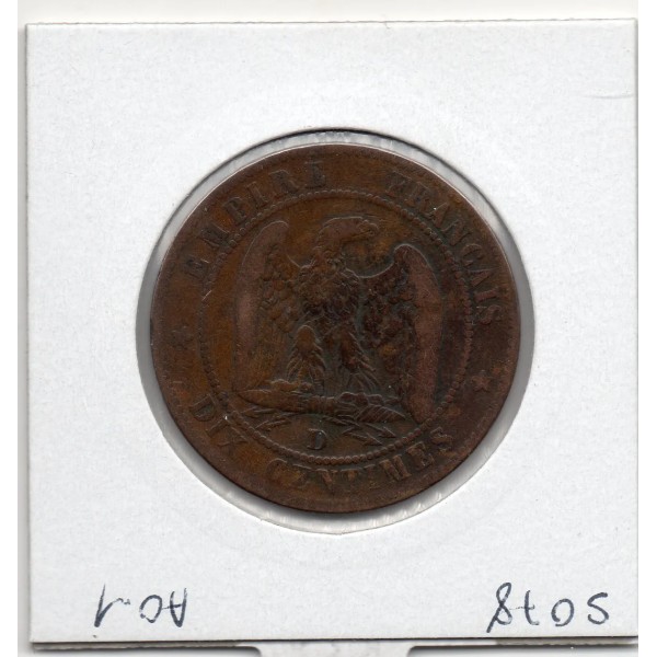 10 centimes Napoléon III tête nue 1855 D Ancre TB, France pièce de monnaie
