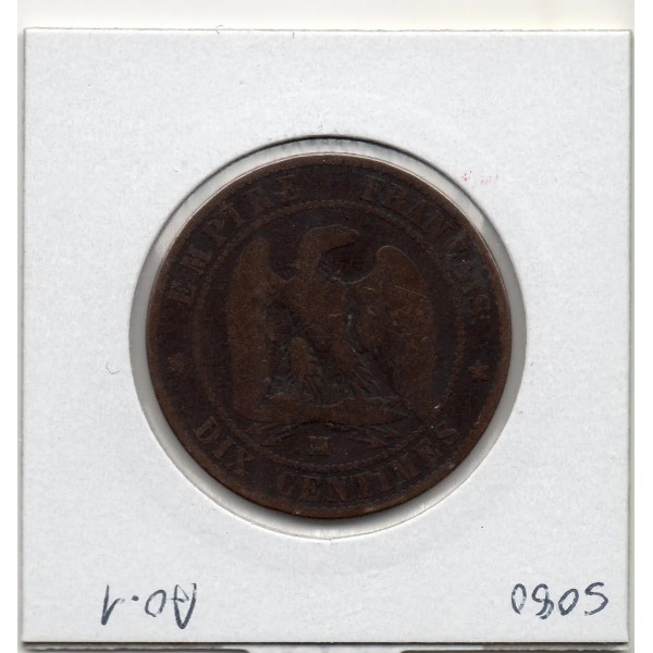 10 centimes Napoléon III tête nue 1855 MA Ancre Marseille TB-, France pièce de monnaie