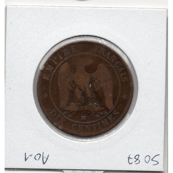 10 centimes Napoléon III tête laurée 1862 BB Strasbourg B+, France pièce de monnaie