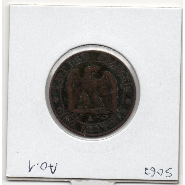 5 centimes Napoléon III tête nue 1855 A Chien Paris TTB-, France pièce de monnaie