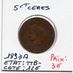 5 centimes Cérès 1893 A Paris TTB-, France pièce de monnaie