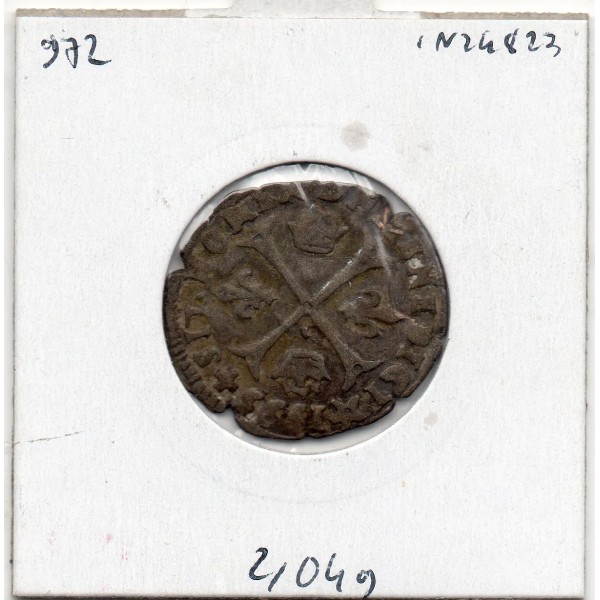 Douzain au 2 H 2eme type 1595 I Limoges Henri IV pièce de monnaie royale