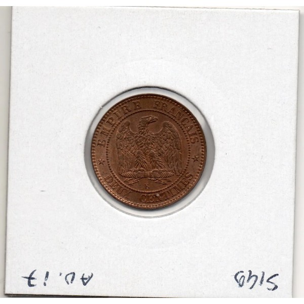 2 centimes Napoléon III tête nue 1856 K bordeaux Spl, France pièce de monnaie