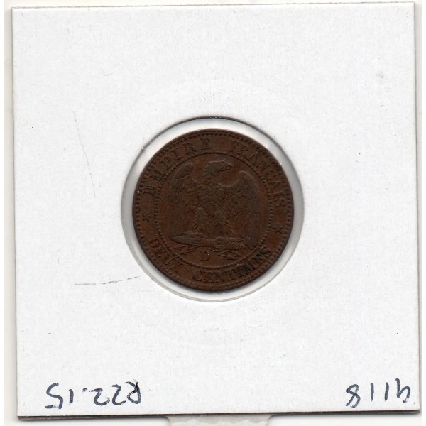 2 centimes Napoléon III tête nue 1853 grand D TTB+, France pièce de monnaie