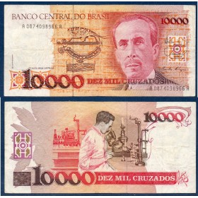 Bresil P.215a, TB Billet de 10000 Cruzados 1989 Carlos Chagas