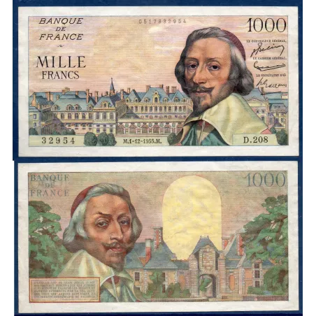 1000 Francs Richelieu, TTB, 1.12.1955 Billet de la banque de France