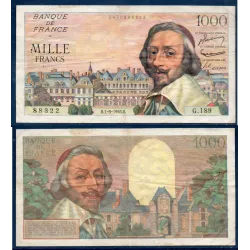 1000 Francs Richelieu, TTB-, 1.9.1955 Billet de la banque de France