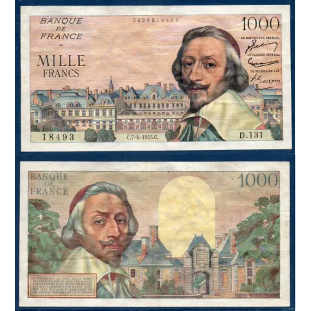 1000 Francs Richelieu, TTB, 7.4.1955 Billet de la banque de France