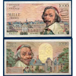 1000 Francs Richelieu, TTB-, 2.12.1954 Billet de la banque de France