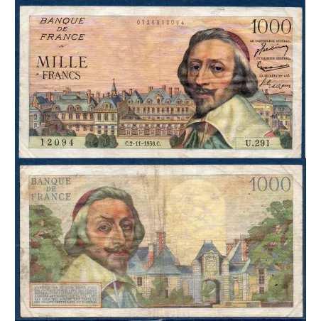 1000 Francs Richelieu, TB, 2.11.1956 Billet de la banque de France