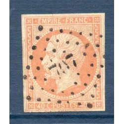 Timbre France Yvert No 16b Empire 40c orange sur paille Oblitéré gros chiffres