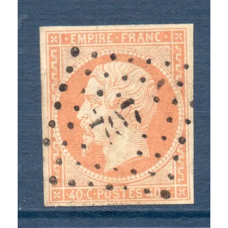 Timbre France Yvert No 16b Empire 40c orange sur paille Oblitéré gros chiffres