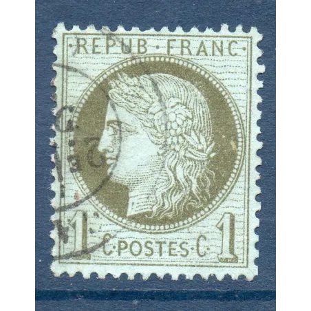Timbre France Yvert No 50a Type Cérès 1c vert-bronze Oblitéré CaD type 17