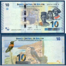 Bolivie P.248, TTB Billet de 10 bolivianos 2018-2026 ile du Pescado
