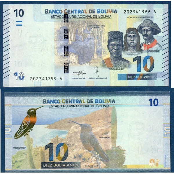 Bolivie P.248, TTB Billet de 10 bolivianos 2018-2026 ile du Pescado