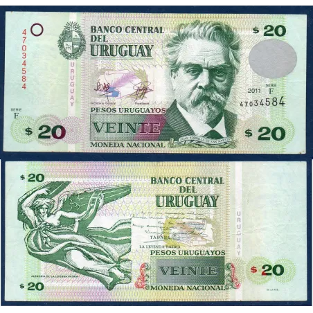 Uruguay P.86b, TTB Billet 20 Pesos 2011 Juan Zorilla