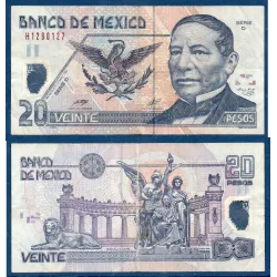 Mexique P.116a, TB Billet de 20 pesos 17.5.2001 Benito Juarez
