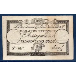 Assignat 25 sols 4.1.1792 TTB signature Hervé