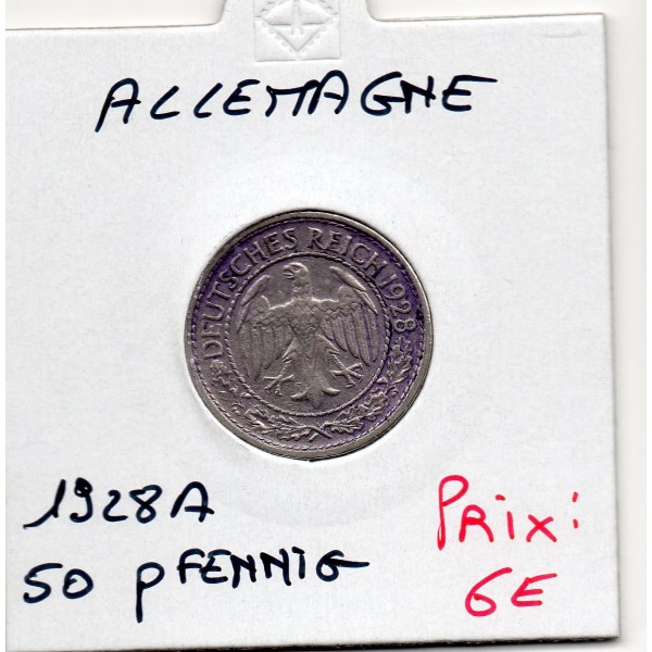 Allemagne 50 reichspfennig 1928 A, Sup  KM.49 Aigle