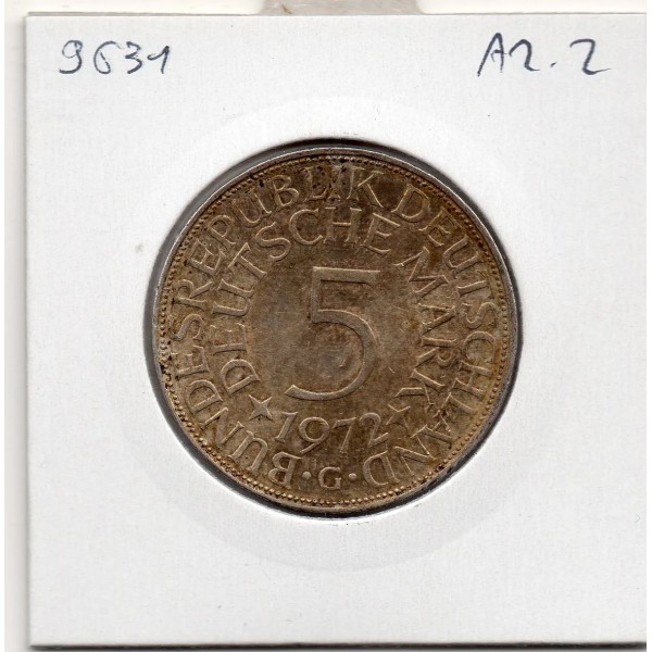 Allemagne RFA 5 deutche mark 1972 G, Sup KM 112 pièce de monnaie