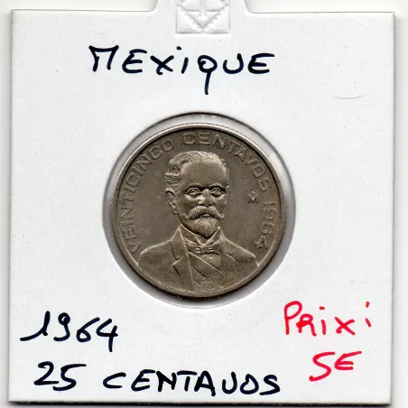 Mexique 25 centavos 1964 Spl, KM.444 Francisco Madero