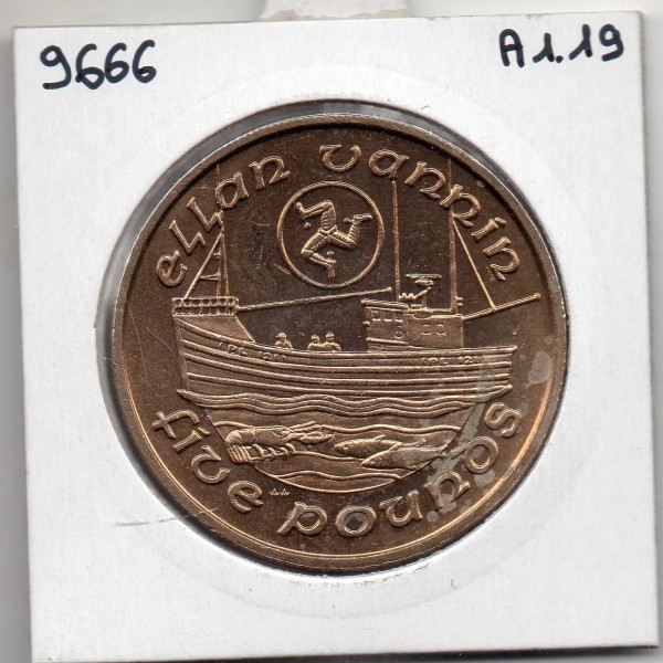 Ile de Man 5 pounds 1992, Spl, KM 215, Pièce Navire