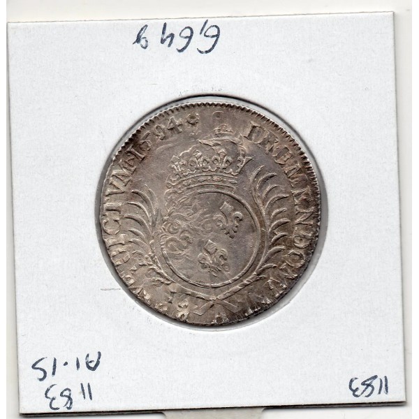 1/4 Ecu Aux palmes 1694 A Sup Paris Louis XIV réformé pièce de monnaie royale
