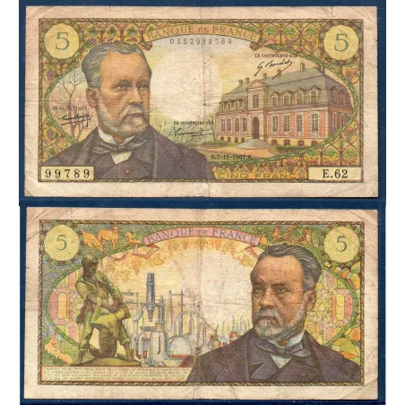 5 Francs Pasteur, B, 7.12.1967 Billet de la banque de France