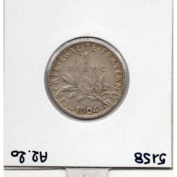 1 franc Semeuse Argent 1904 TTB-, France pièce de monnaie