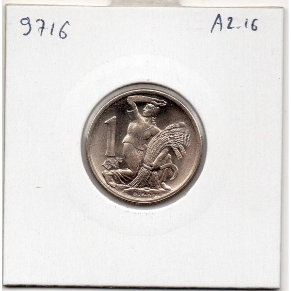 Tchecoslovaquie 1 koruna 1946 FDC, KM.19 Faucheuse d'orge