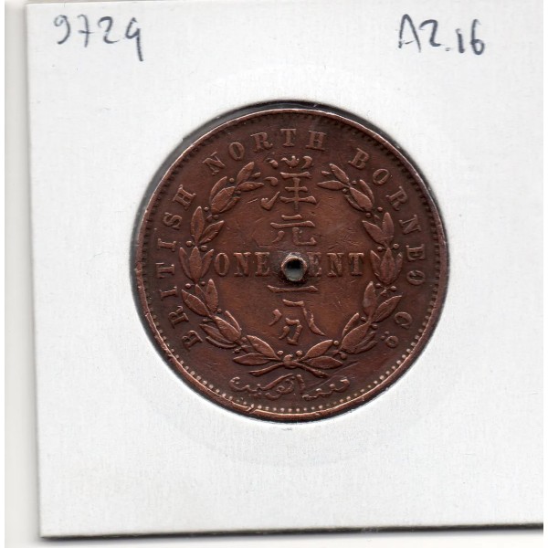 Bornéo Nord Britannique 1 cent 1882 TB trouée, KM 2