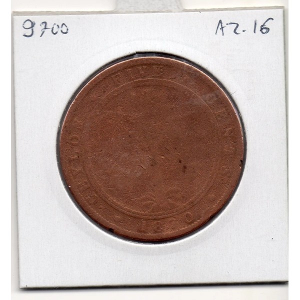 Ceylan 5 cents 1870 B, KM.93 Victoria