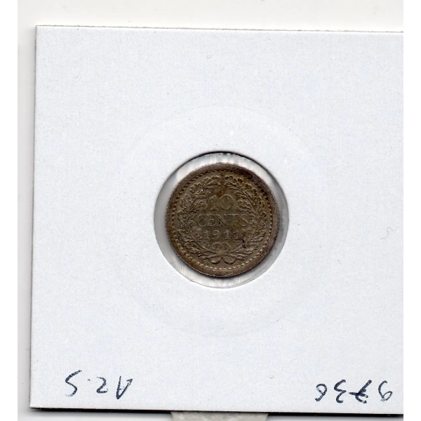 Pays Bas 10 cents 1911 TTB, KM.145 Wilhelmina