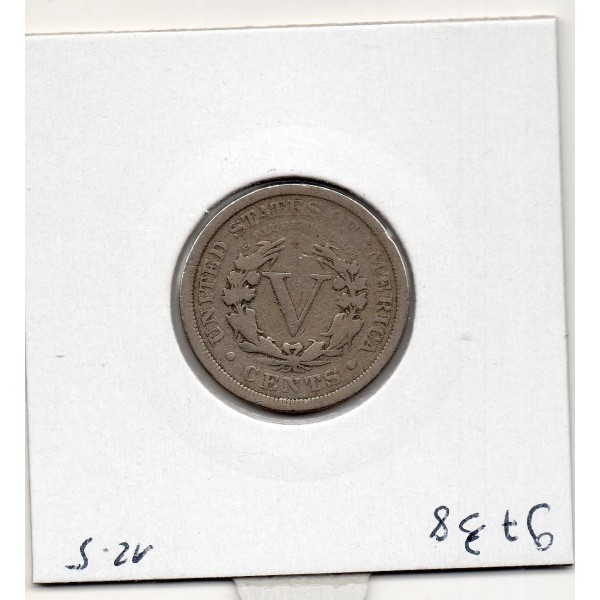 Etats Unis 5 cents 1907 TB-, KM 112 Liberty Head