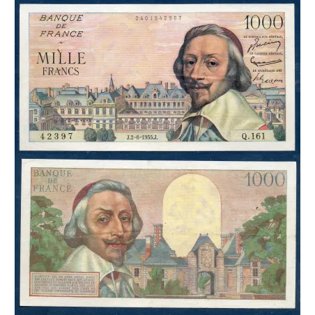 1000 Francs Richelieu, TTB, 2.6.1955 Billet de la banque de France