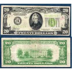 Etats Unis P.431L New York, TB Billet de 20 dollars 1934 Sceau vert clair série B
