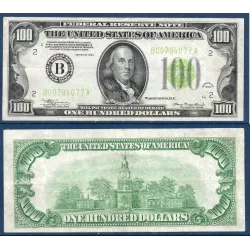 Etats Unis P.433L New York, TTB Billet de 100 dollars 1934 Sceau vert clair série B